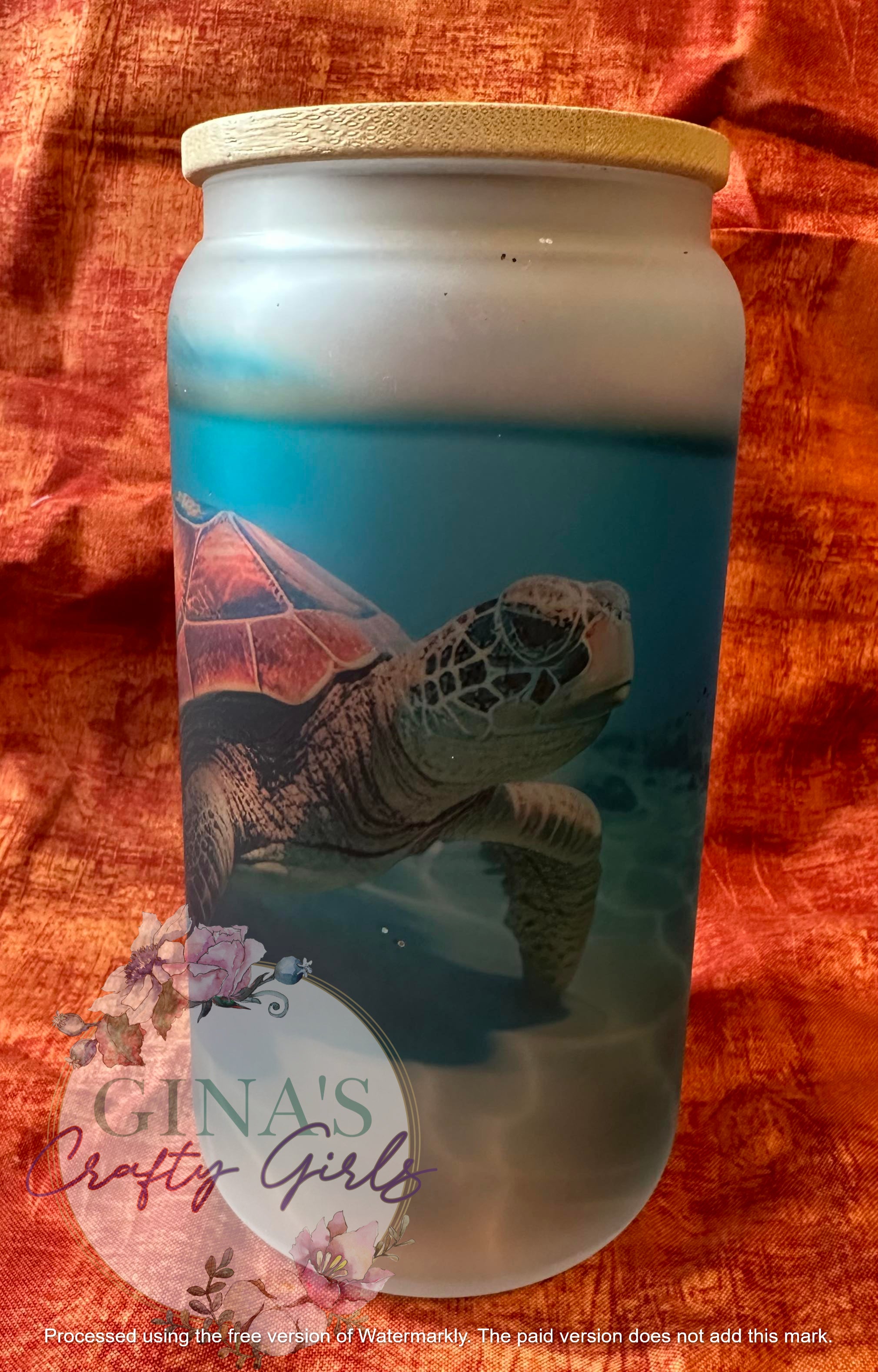 Sea Turtle Glass Can Cup