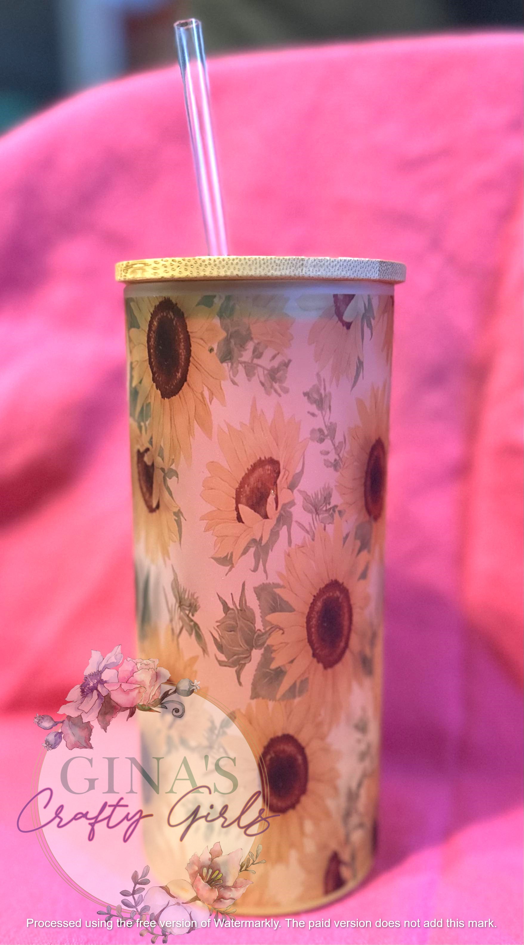 Sunflowers Glass Can Cup