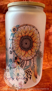 Sunflower Dreamcatcher Glass Can Cup