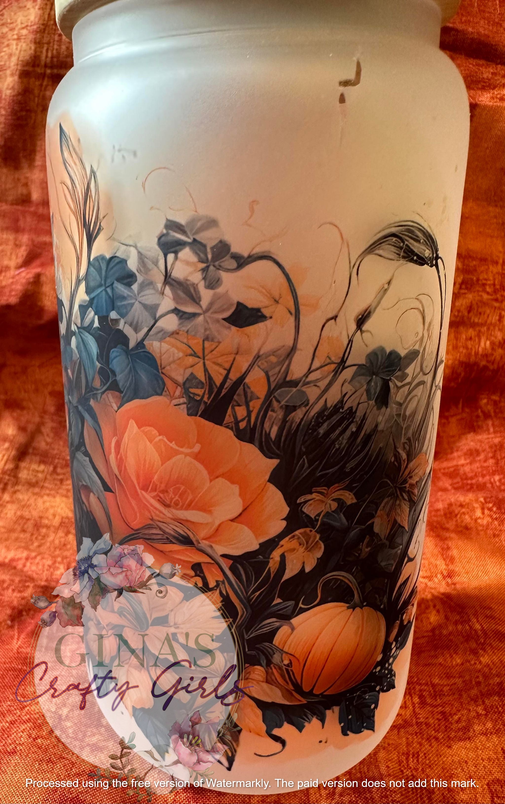 Fall Floral With Skull Glass Can Cup