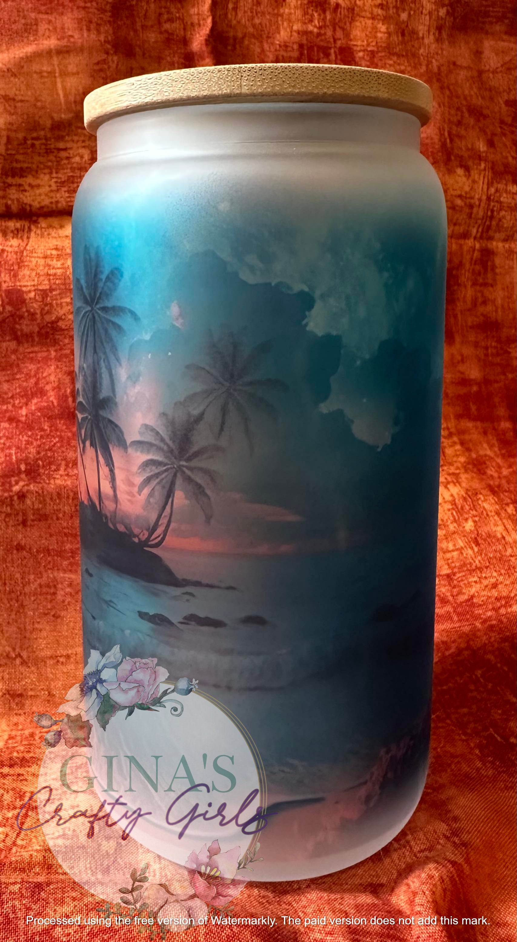 Sunset Beach Glass Can Cup