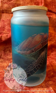 Sea Turtle Glass Can Cup