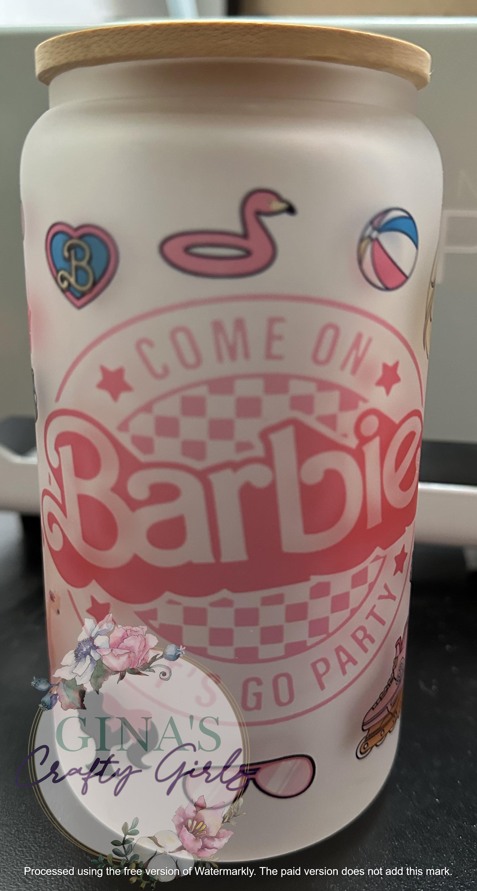 Lets Go Barbie Glass Can Cup