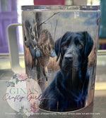 Load image into Gallery viewer, Black Lab Duck Hunter With American Flag Camp Mug
