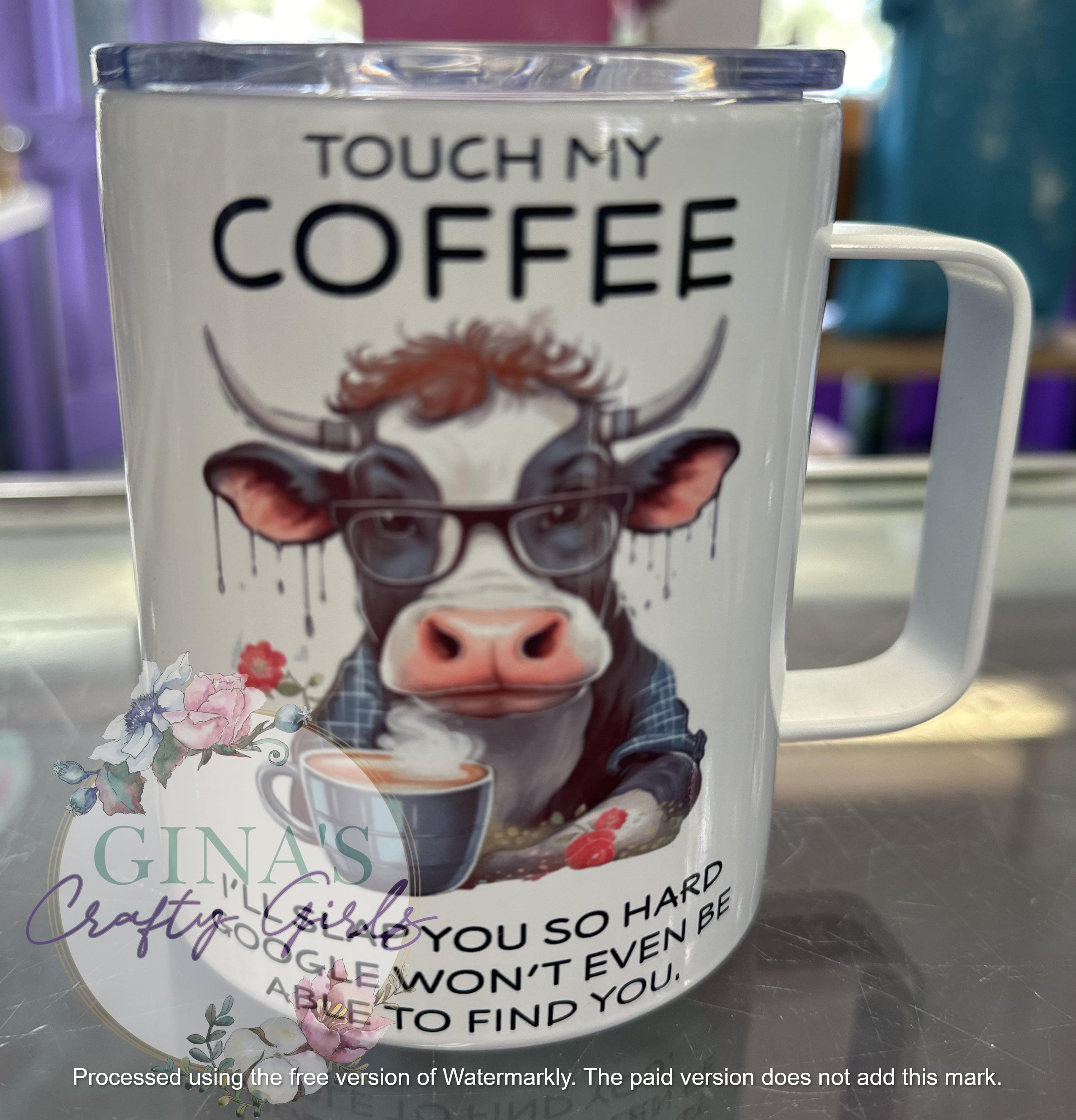 Touch My Coffee Cow Camp Mug