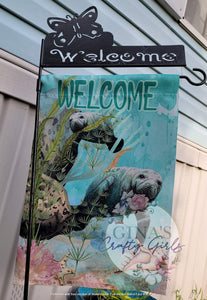 Welcome Manatee Underwater Sea 12 x18 Double Sided Garden Flag