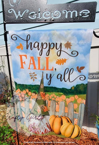 Happy Fall Yall Gnome Pumpkin Patch Pumpkins Fall 12 x18 Double Sided Garden Flag