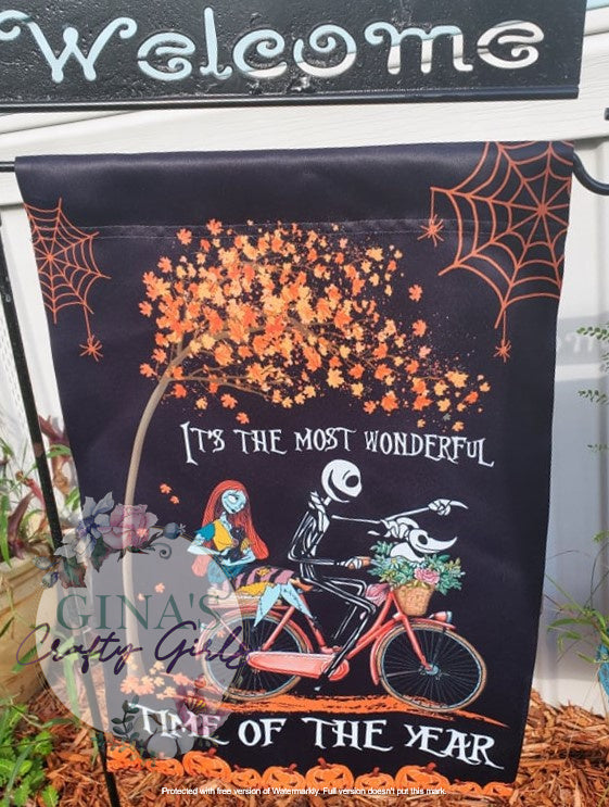 It's The Most Wonderful Time of Year Jack Skellington Nightmare Before Christmas 12 x18 Double Sided Garden Flag