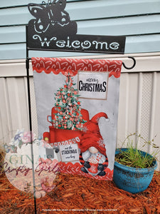 Merry Christmas Gnome With Truck Christmas 12 x18 Double Sided Garden Flag