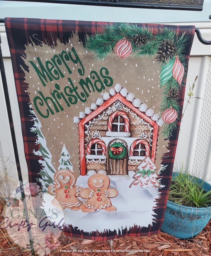 Merry Christmas Gingerbread and Gingerbread House 12 x18 Double Sided Garden Flag