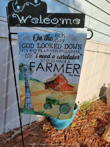 So God Made A Farmer Farming 12 x18 Double Sided Garden Flag