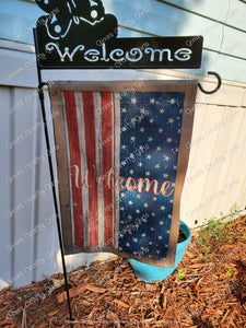 Welcome Wood American Flag 12 x18 Double Sided Garden Flag