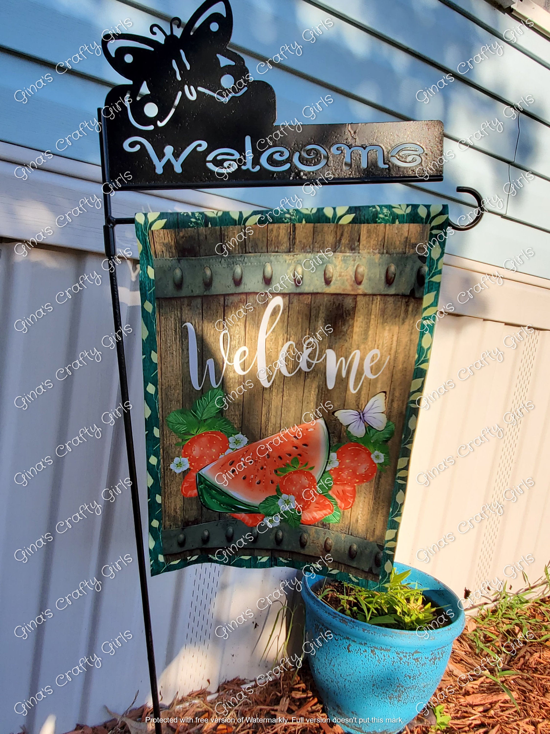 Welcome Watermelon Wood Summer 12 x18 Double Sided Garden Flag