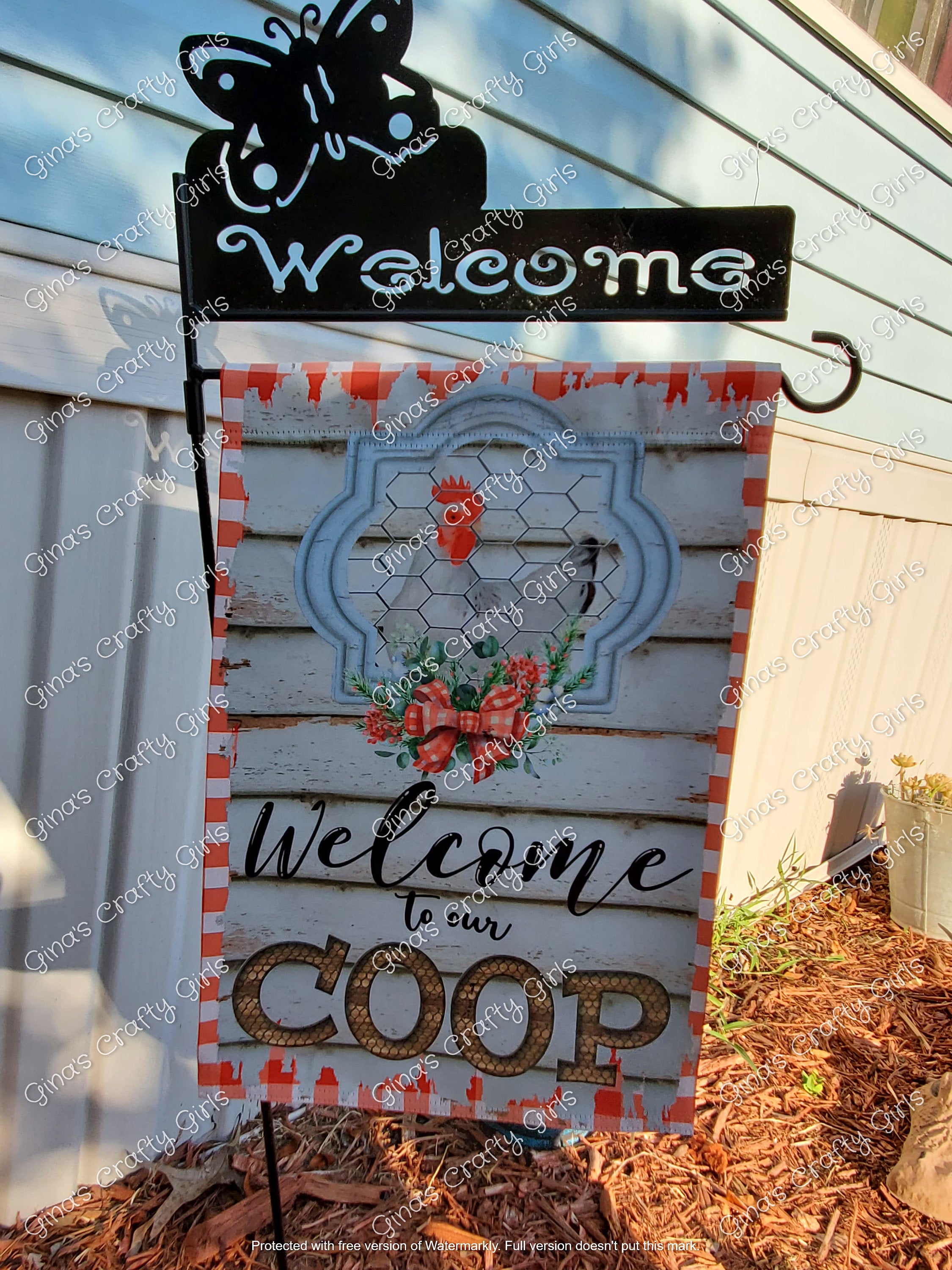 Welcome to Our Coop Chickens 12 x18 Double Sided Garden Flag