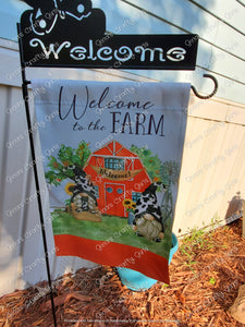 Welcome to the Farm Gnome Cow Farm 12 x18 Double Sided Garden Flag
