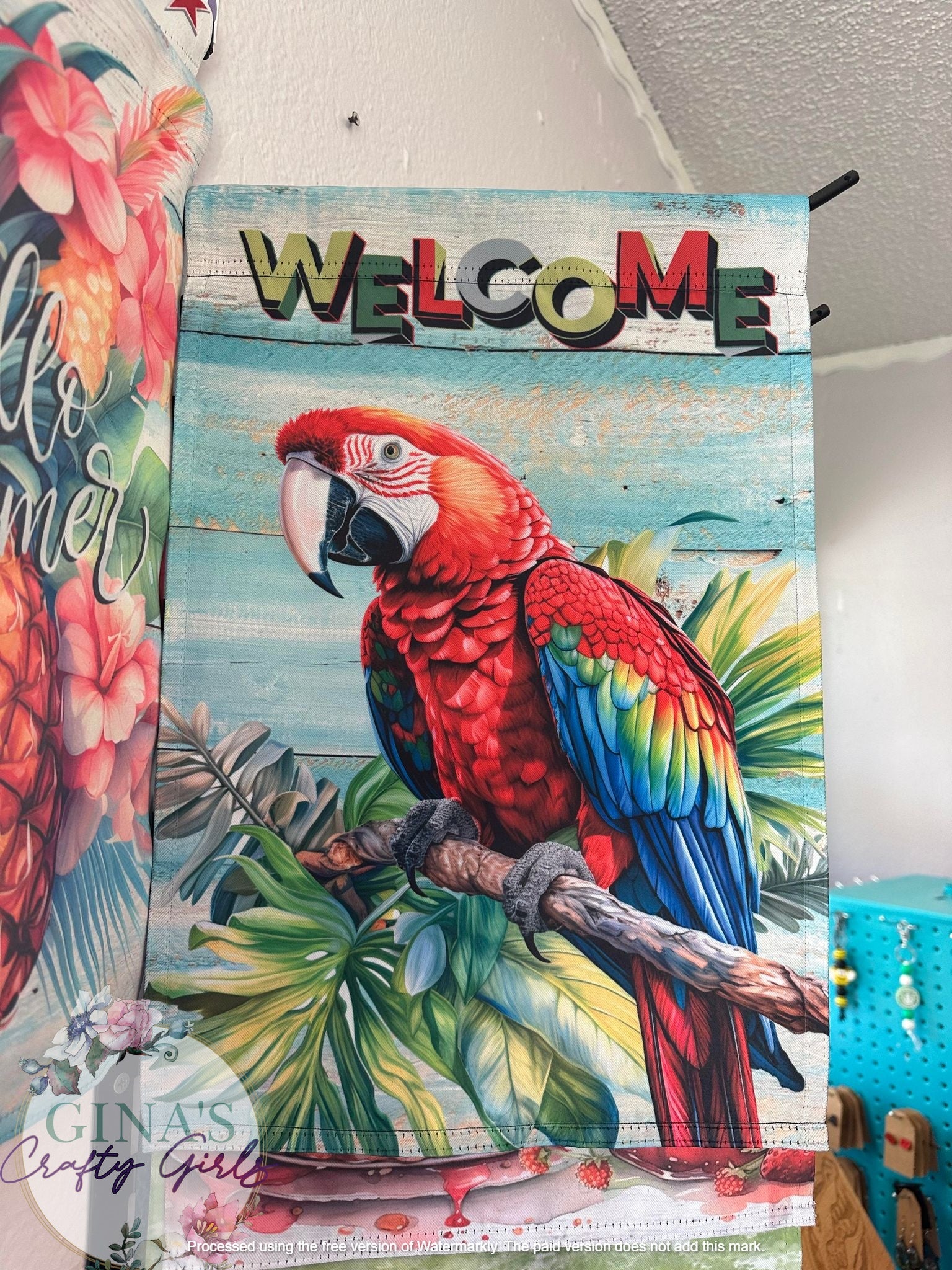 Welcome Macaw 12 x18 Double Sided Garden Flag