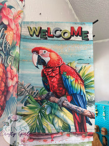 Welcome Macaw 12 x18 Double Sided Garden Flag
