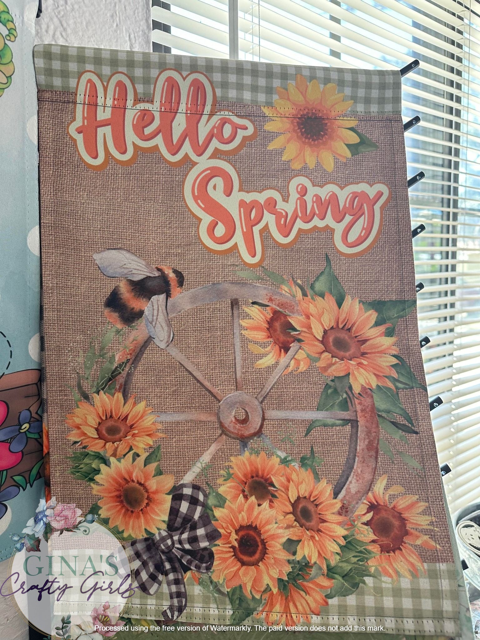 Welcome Spring With Bees And Sunflowers 12 x18 Double Sided Garden Flag