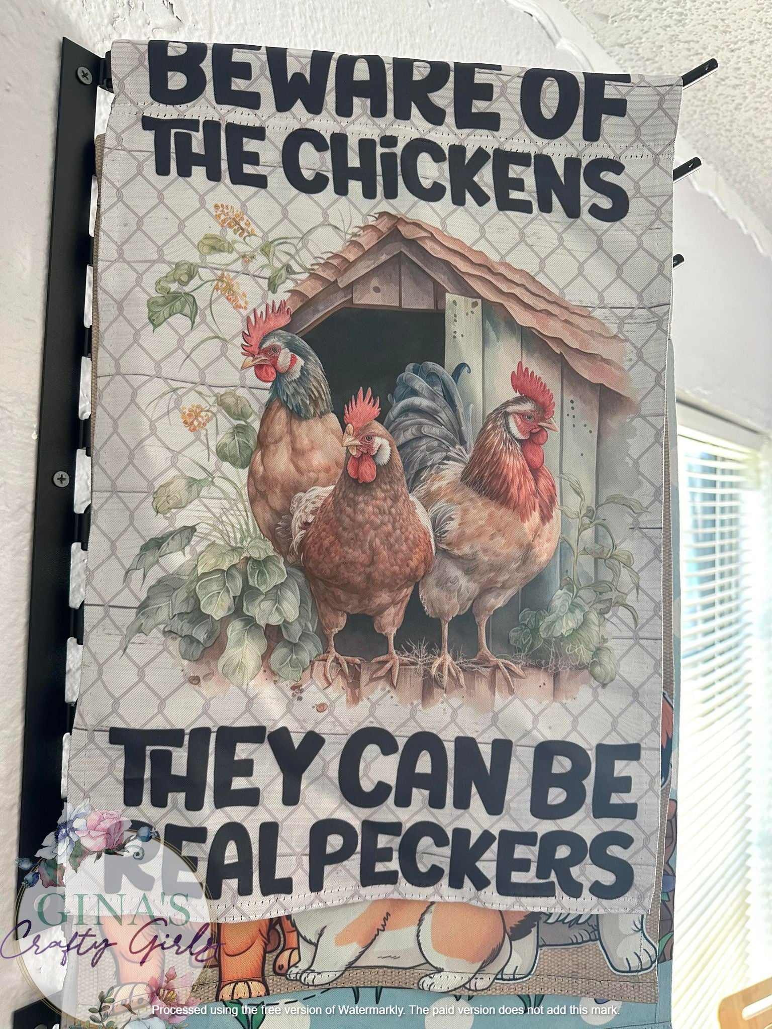 Beware of the Chickens Pecker 12 x18 Double Sided Garden Flag
