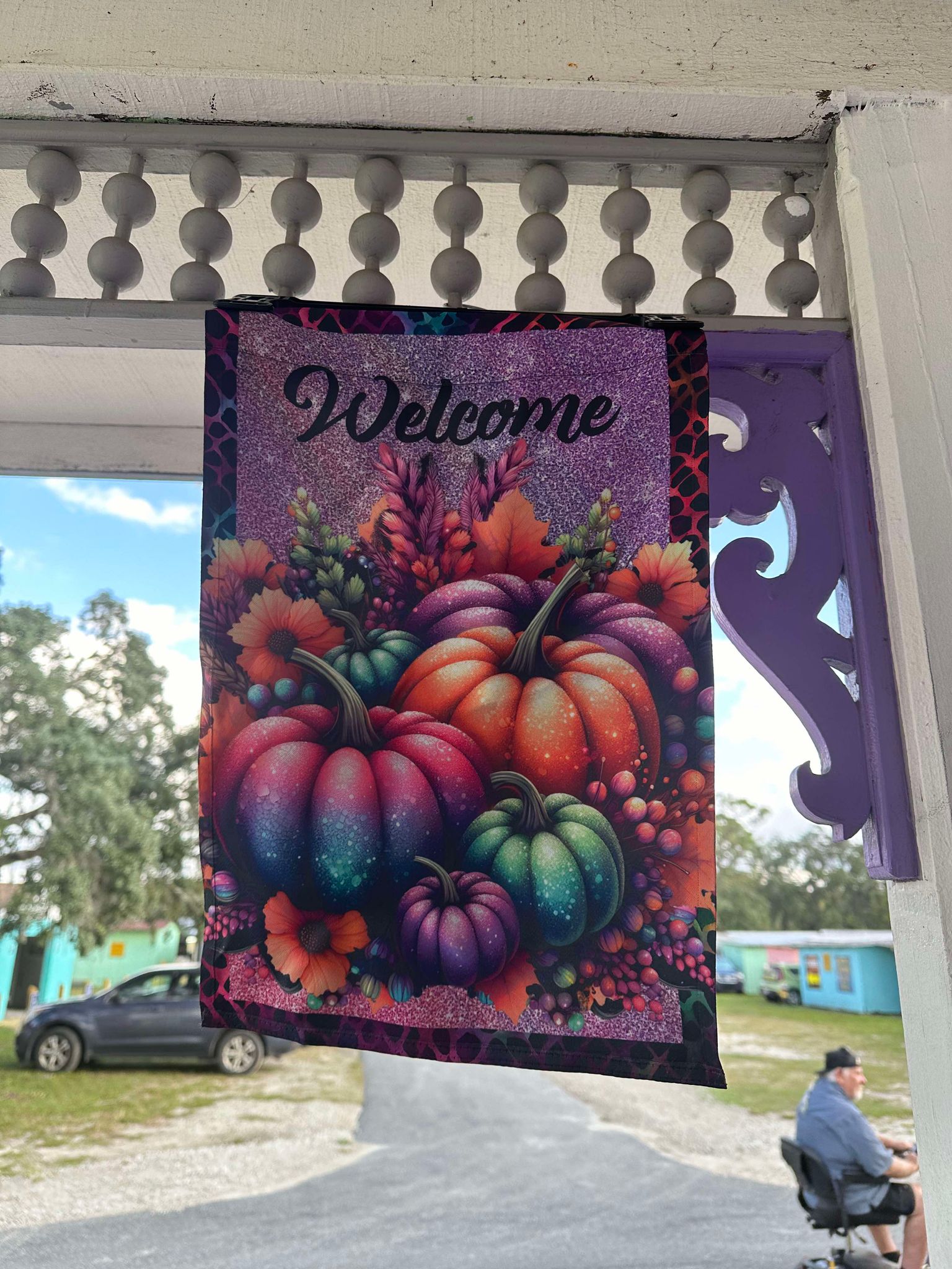 Welcome Halloween Pumpkins 12 x18 Double Sided Garden Flag
