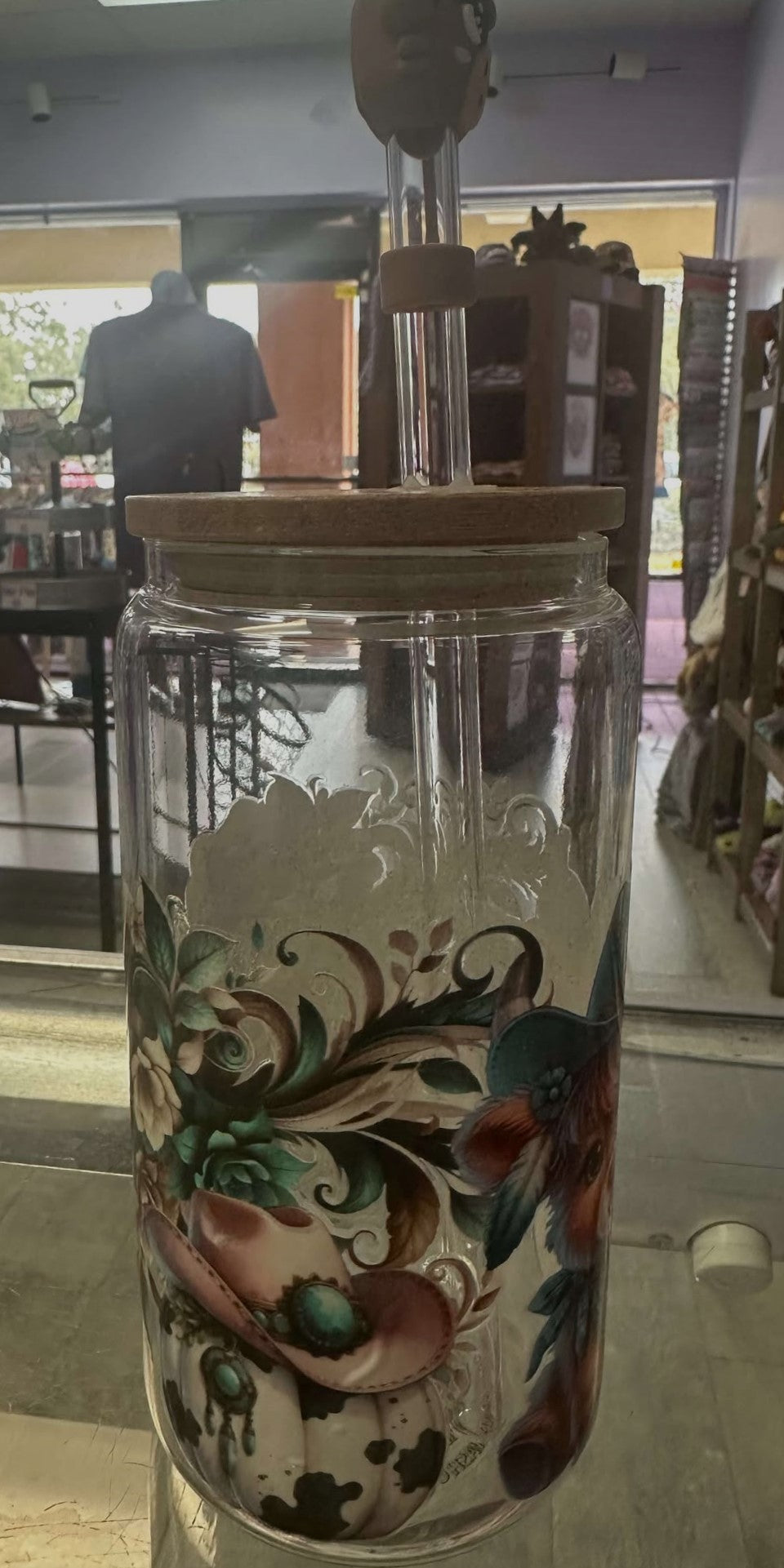 Western Cowboy Glass Cup