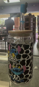 Cow Stitch Glass Cup
