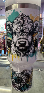 Load image into Gallery viewer, Highland Heifer Sunflowers 40 Oz Tumbler
