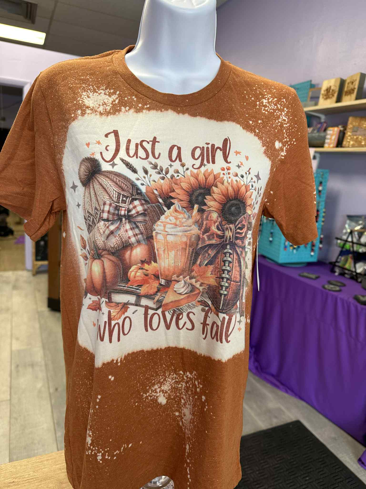 Just A Girl Who Loves Fall Bleached Shirt