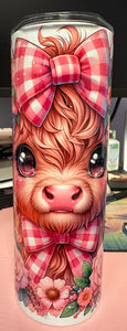 Floral Highland Cow Tumbler