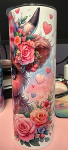 Floral Highland Cow Tumbler