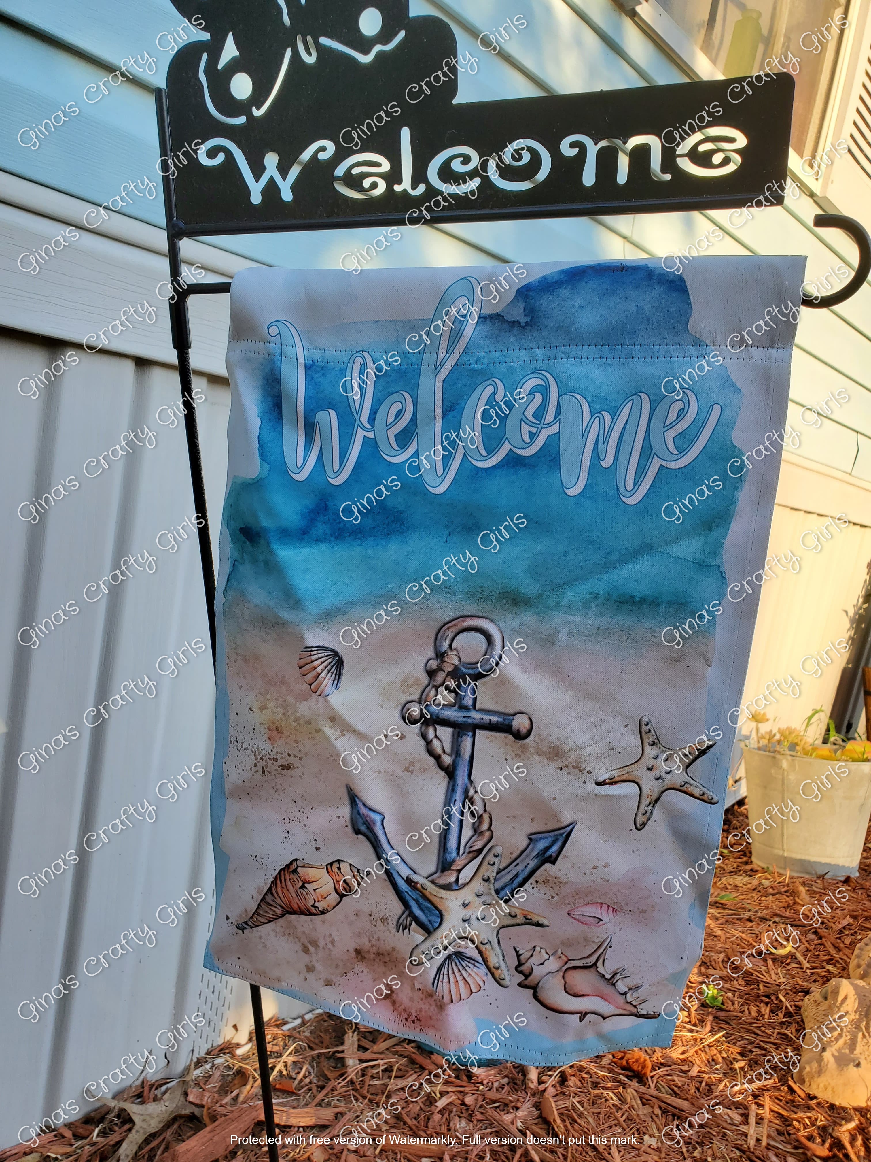 Welcome Nautical Beach Anchor 12 x18 Double Sided Garden Flag