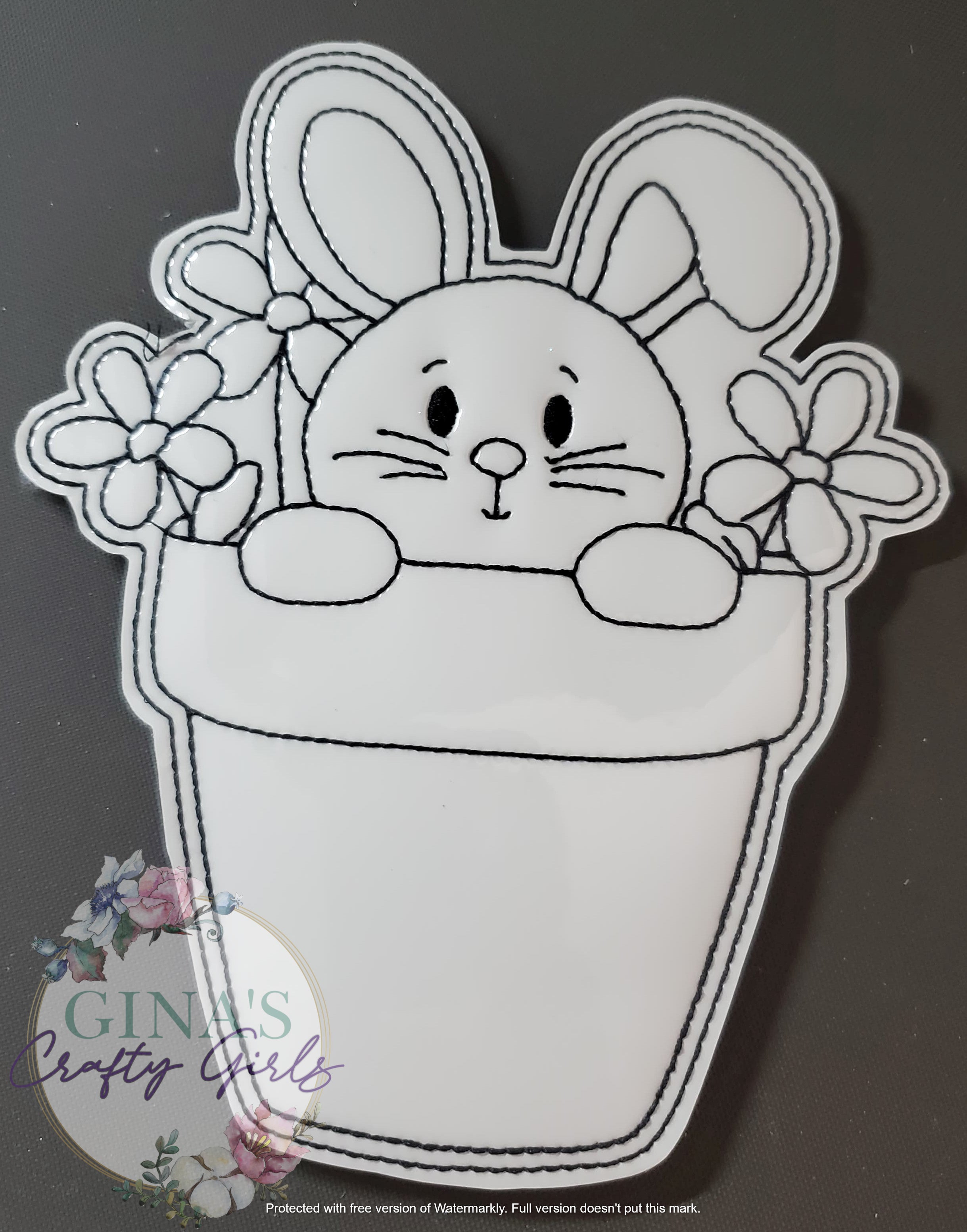 Bunny in Flower Pot Coloring Doll