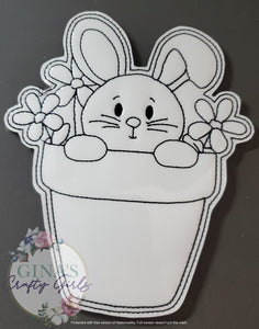 Bunny in Flower Pot Coloring Doll