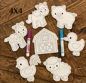 Farm Animals Coloring Doll Set