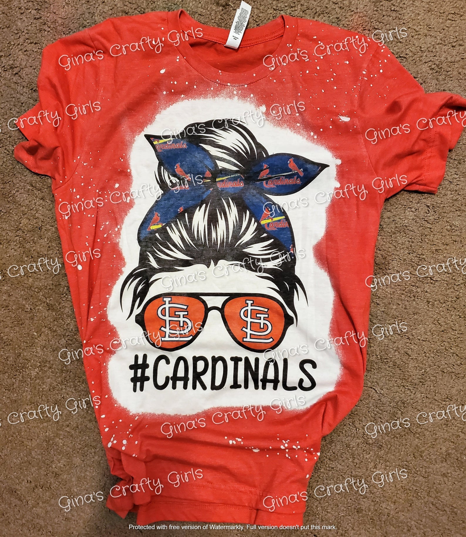 Cardinals STL Messy Bun Baseball Bleached Shirt – Gina's Crafty Girls
