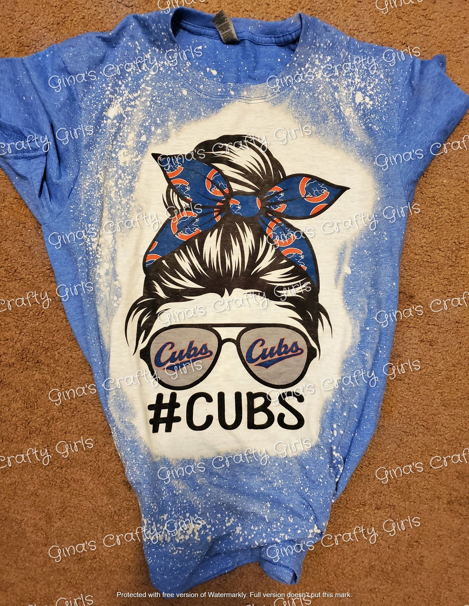 Cubs Chicago Messy Bun Baseball Bleached Shirt – Gina's Crafty Girls